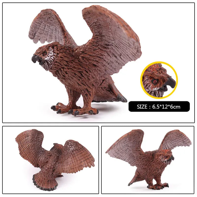 Oenux Wild Bird Animals Forest Night Eagle Condor Figurines PVC Action Figure Garden Decoration Education Miniature Toy Kid Gift