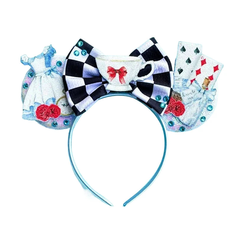 Mouse Ears Headband Cartoon Sequin Bows Headband Birthday Party Christmas Halloween Princess Cosplay Costume For Women Adult