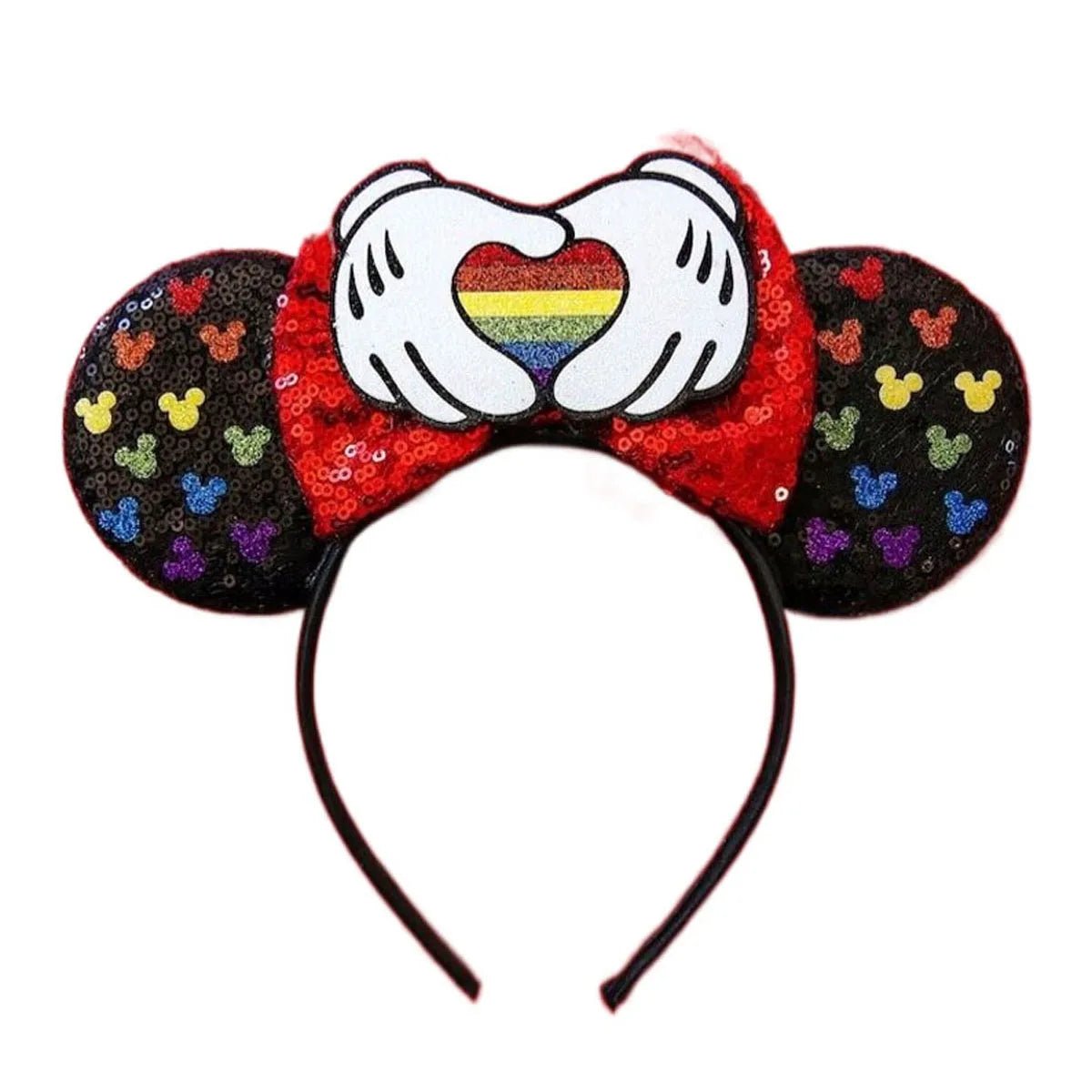 Mouse Ears Headband Cartoon Sequin Bows Headband Birthday Party Christmas Halloween Princess Cosplay Costume For Women Adult