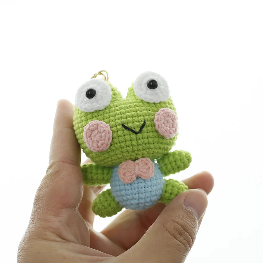 Cute Frog Doll Crochet Keychain Funny Frog Doll Keychain Pendant Handmaking Knitted Frog Keyring Wholesale Custom Accessories