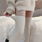 1/3/6 Pairs Women Classic Striped Knee High Stockings Fashionable Versatile Black White Gray Solid Color Comfortable Stockings ﻿