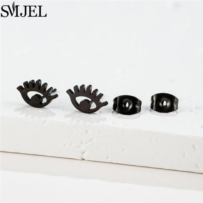 Punk Halloween Earring Black Stainless Steel Ghost Pirate Skull Stud Earrings Women Men Goth Pumpkin Spider Bat Ear Jewelry Gift