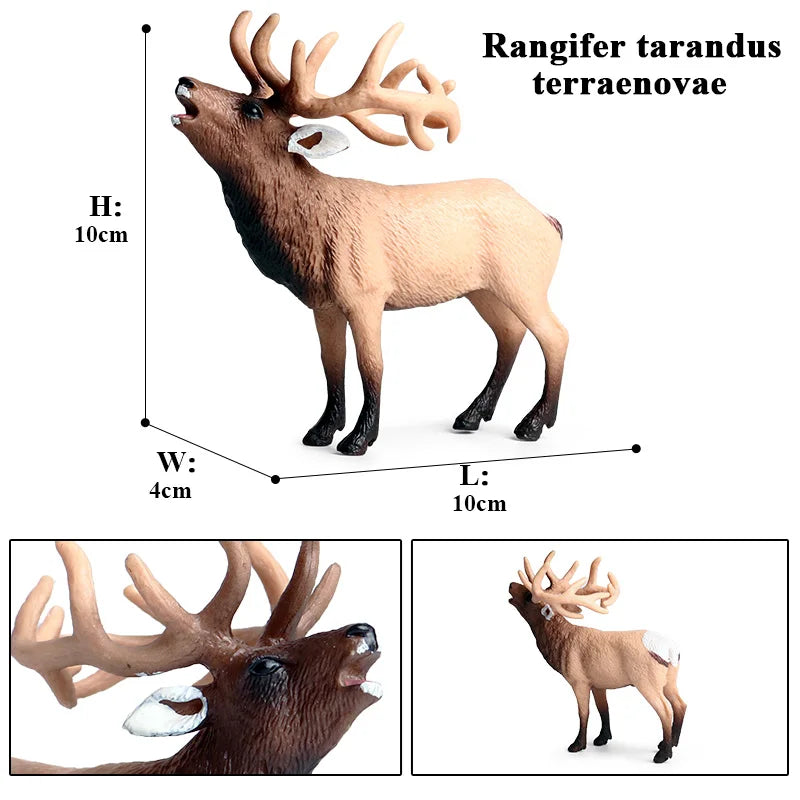 Oenux Forest Deer Animals Simulation Wild White-Tailed Elk Action Figures Moose Figurines Model Decoration Toy Kids Xmas Gift