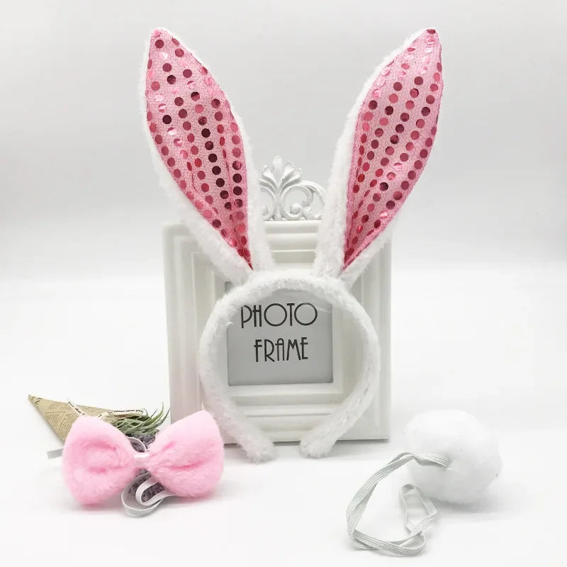 3pcs /set New June 1 Children's Day Holiday Party Activity Performance Animal Plush Rabbit Ears Hair Hoop Accessories Headdress