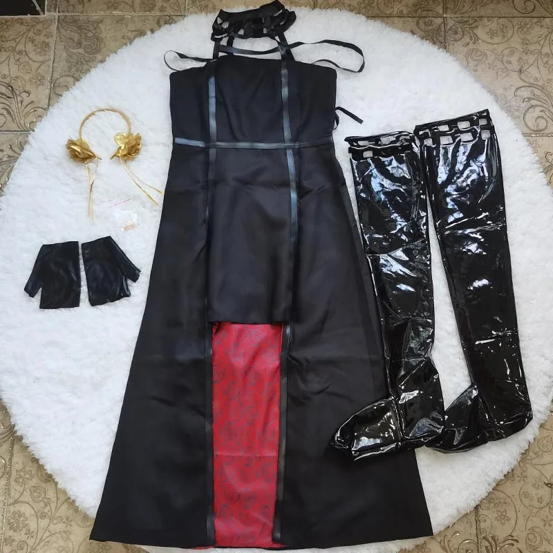 Yor Forger Cosplay Costume Headband Elastic Thigh Stockings Tights Highs Wig Earrings Yor Forger Dress Full Set for Comic Con