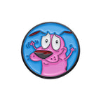 Cartoon Courage Cowardly Dog Brooch Enamel Pins Cute Pink Animal Dog Brooches Clothes Lapel Badges Jewelry Gift for Kids Friends
