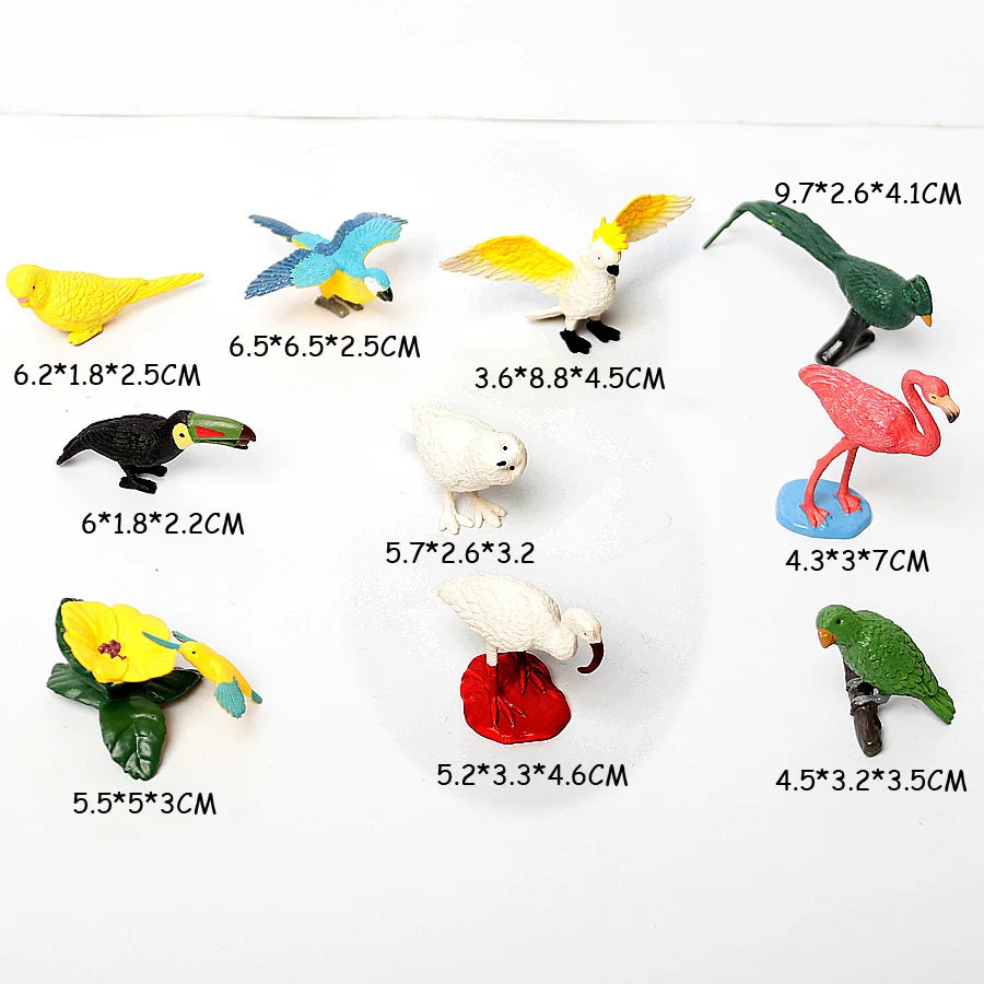 Simulation Mini  Farm Poultry Puppy Crocodile Pegasus Monkey Bird Wildlife Figurine Animal Model Sets Education Kid Toys