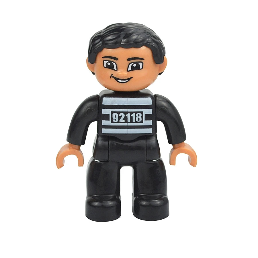 Big Size Figures Building Block Doll Family Farmer Pirate Worker Doctor Policemen Large Brick Compatible Build House Duploes Toy