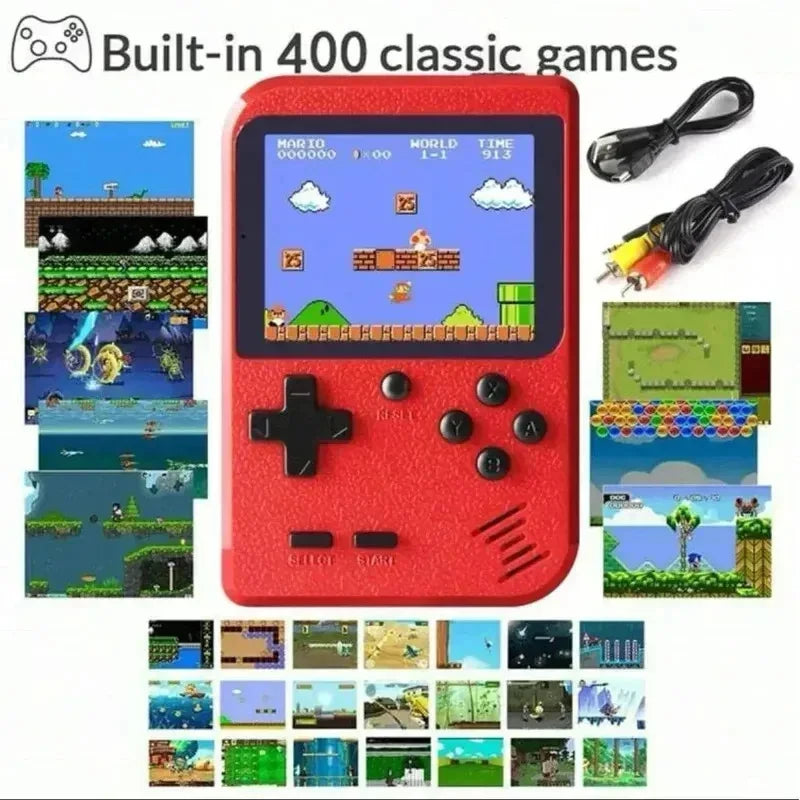 A Red Retro Classic Games Children's Handheld Small Game Console With 400 Games, Rechargeable