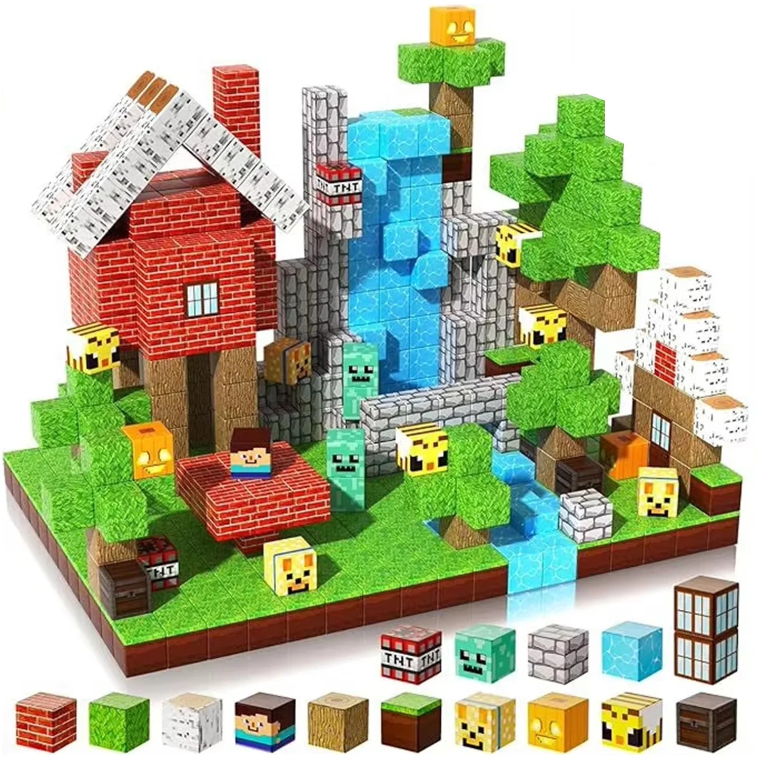 Sensory Montessori Stacking Cubes Construction Set Magnetic Building Blocks Magnet Cube Mine Set Toys Birthday Gift