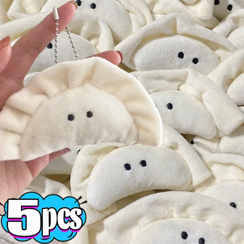 1/5pcs Soft Plush Dumpling Keychains Stuffed Cartoon Cute Creative Pendant Key Ring Food Bag Decorations Girls Backpack Charm