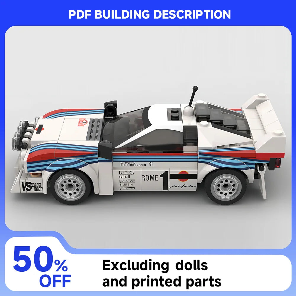 244PCS MOC-130287 Rally Racing Lancia Rally 037 Martini Racing 1983 Monte Carlo Building Blocks DIY Toy Holiday Child Gift