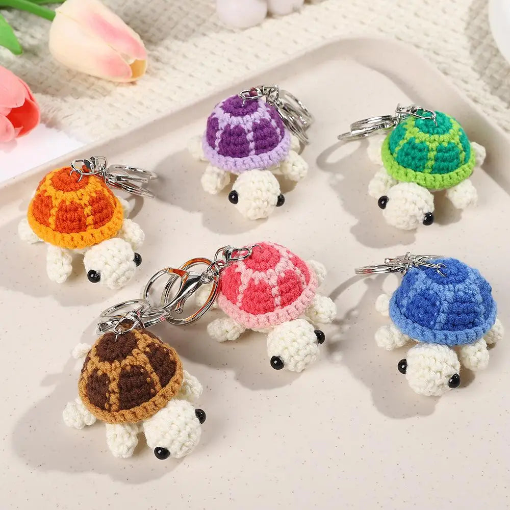 New Cute Turtle Keychain Handmade Mini Knit Turtle Pendant Crochet Bag Charm Backpack Hanging Creative Plush Toy Kids Gifts