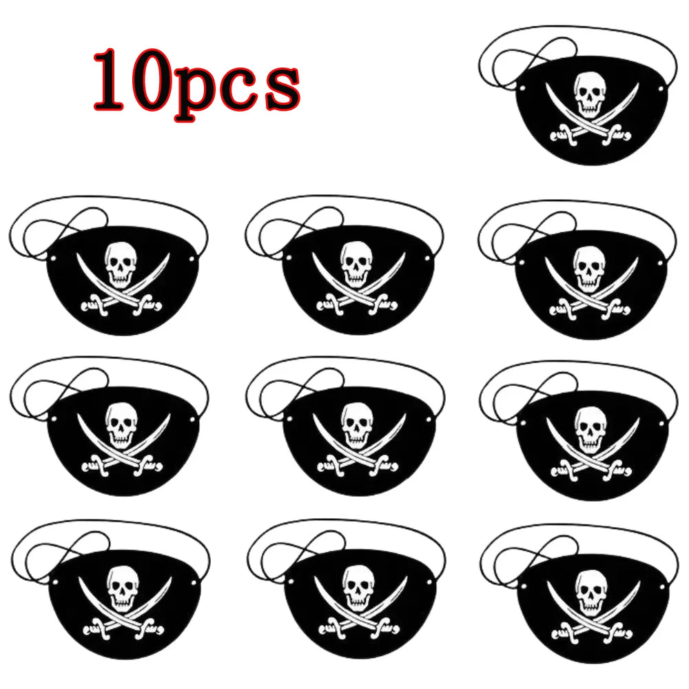 5/10/20pcs Pirate Eye Patches Skeleton Eye Mask Felt One Eye Skeleton Captain Eye Patches for Halloween Pirate Theme Party Decor