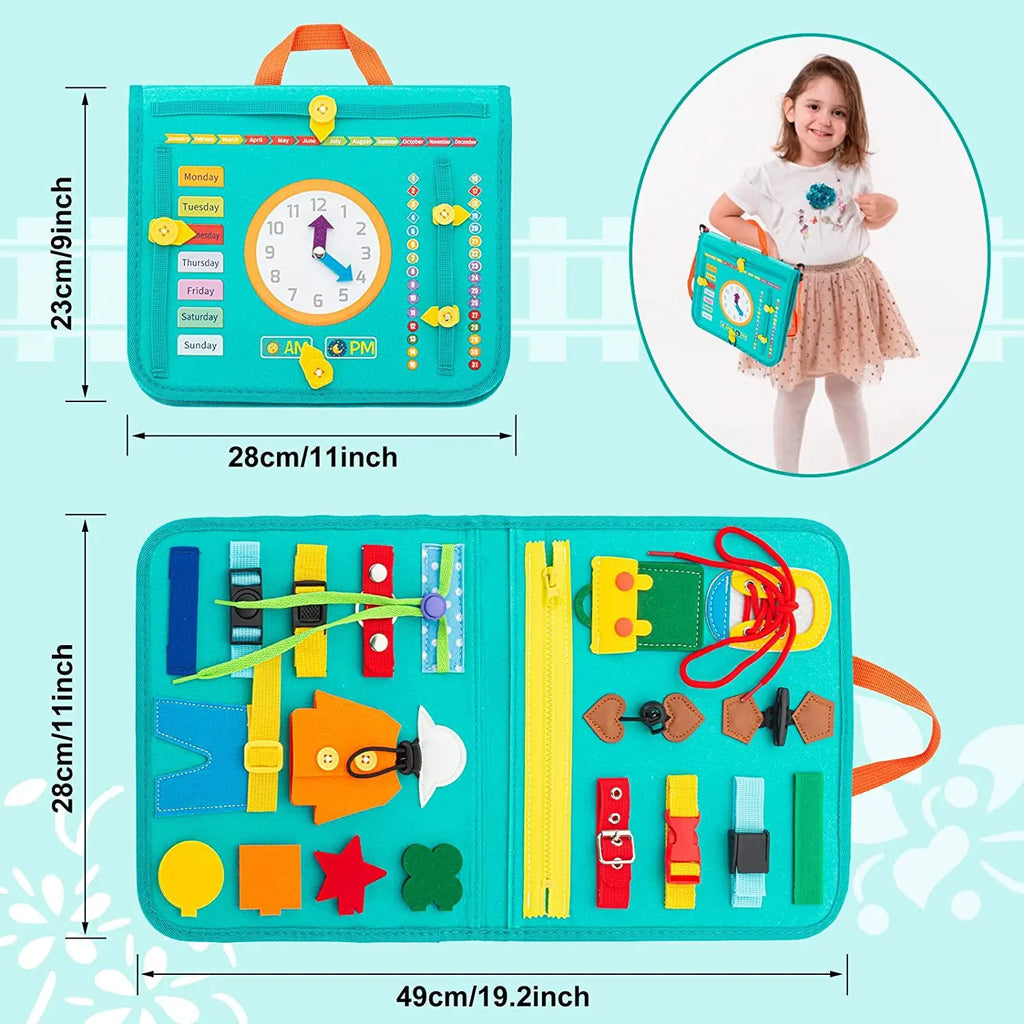 Toddler Montessori Busy Board Activities Education Toys Basic Dress Motor Skills Baby Travel Learning Toys For Christmas Gift