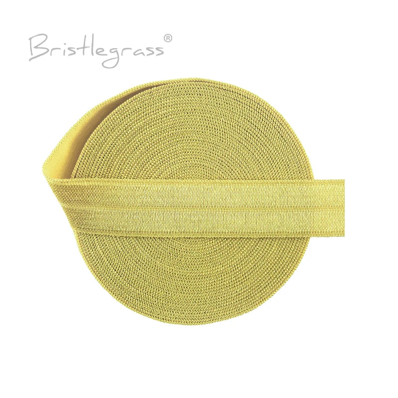 BRISTLEGRASS 2 5 10 Yard 5/8" 15mm Solid FOE Shiny Fold Over Elastic Spandex Satin Band Hair Tie Headband Dress Sewing Lace Trim