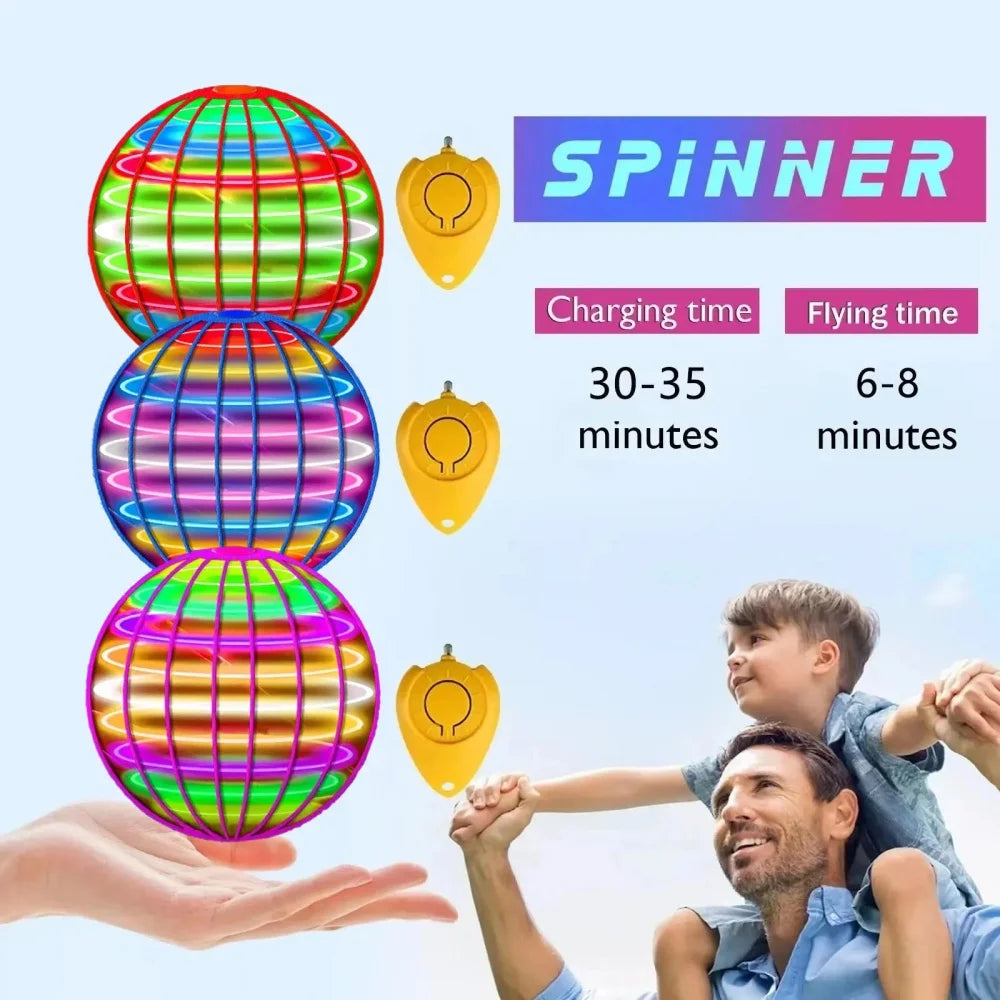  Flying Ball Children's Hand Controlled Color LED Cosmic Globe 360 °Rotating Suspension Ball Suitable for Indoor and Outdoor Toy