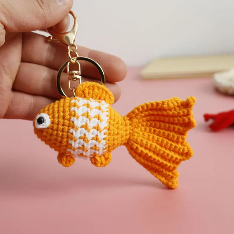 Ocean Series Animal Doll Crochet Keychain Handmaking Knitted Tropical Fish Keyrings Crochet Shark Doll Keychain Custom Accessory