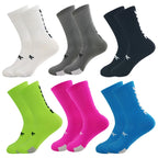 5 Pairs Cycling Socks Men Letter Breathable Bicycle Sport Running Socks Mid Tube Compression Outdoor Racing MTB Road Bike Socks