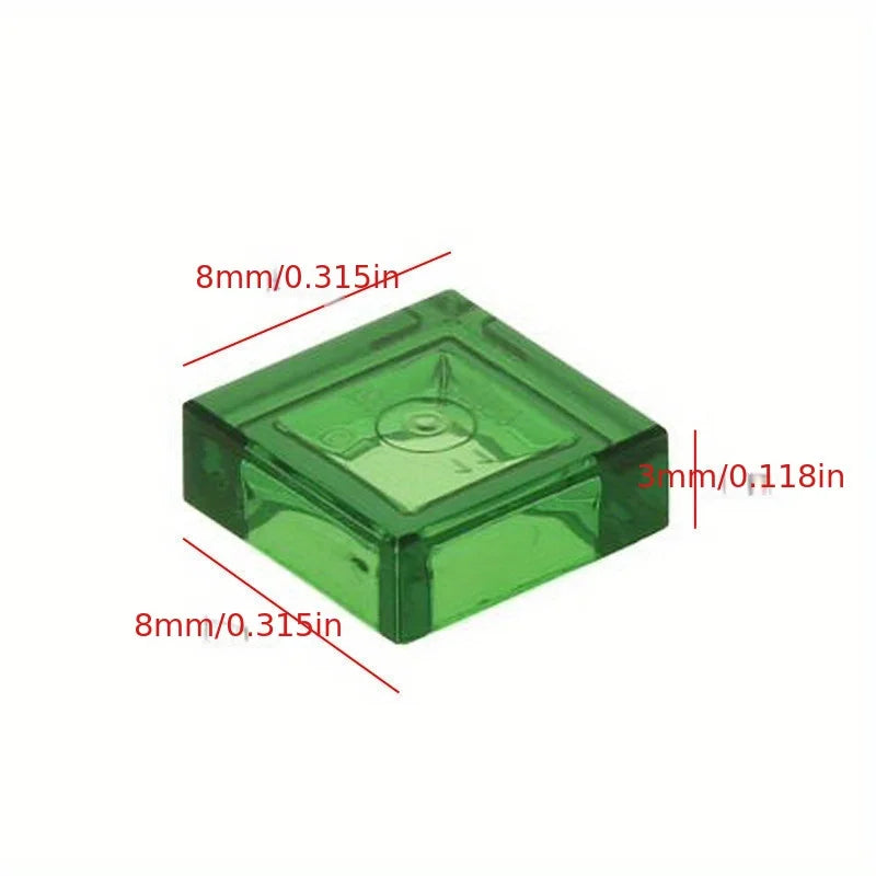 200PCS 1x1 Transparent Clear Colorful Bricks Flat Tile Smooth Building Blocks DIY Educational Creative Parts Toy for Kids 3070