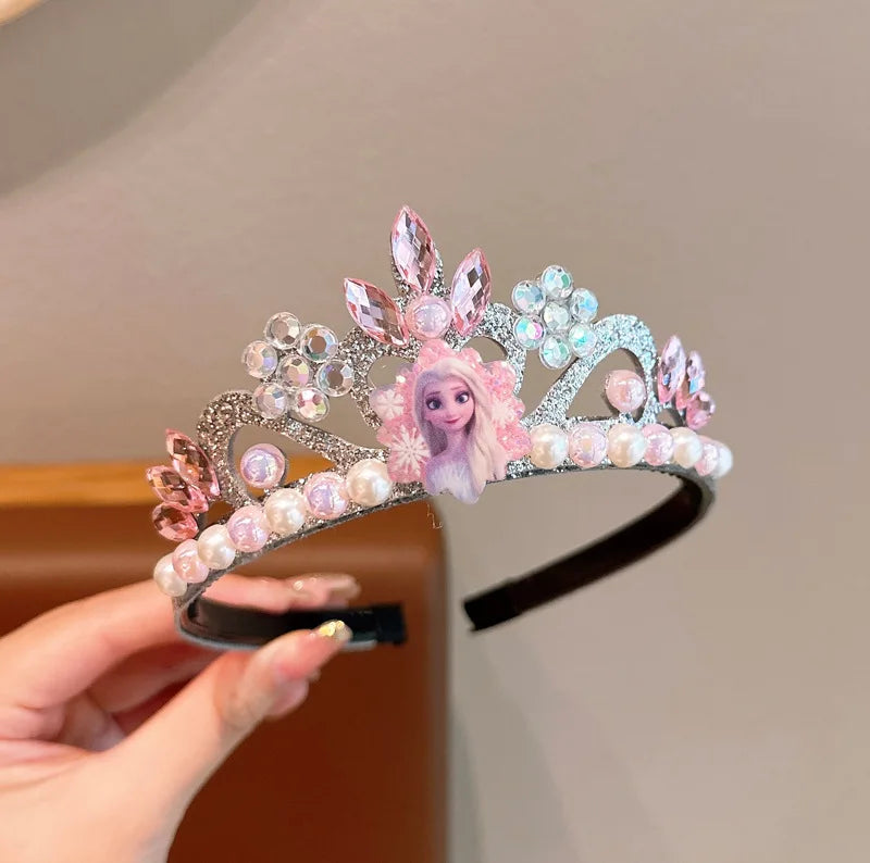 Anime Princess Blue Sparkling Crown Headband with Pearls, Birthday Hair Accessory, Holiday Gift