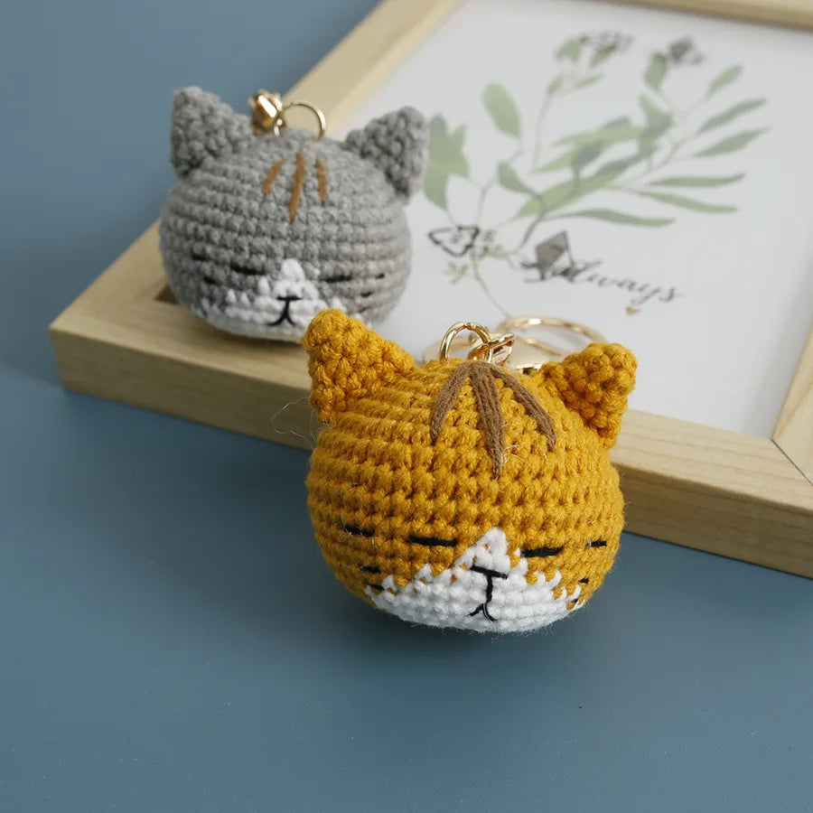 Exquisite Kitten Doll Crochet Keychain For Bag Pendant Knitted Small Cat Doll Keyrings Cute Kitten Keychain Custom Accessories
