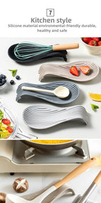 Silicone Kitchenware Tray, Kitchen Spatula, Soup Spoon, Silicone Spoon Holder, Household Thick Insulated Silicone Spoon Pad