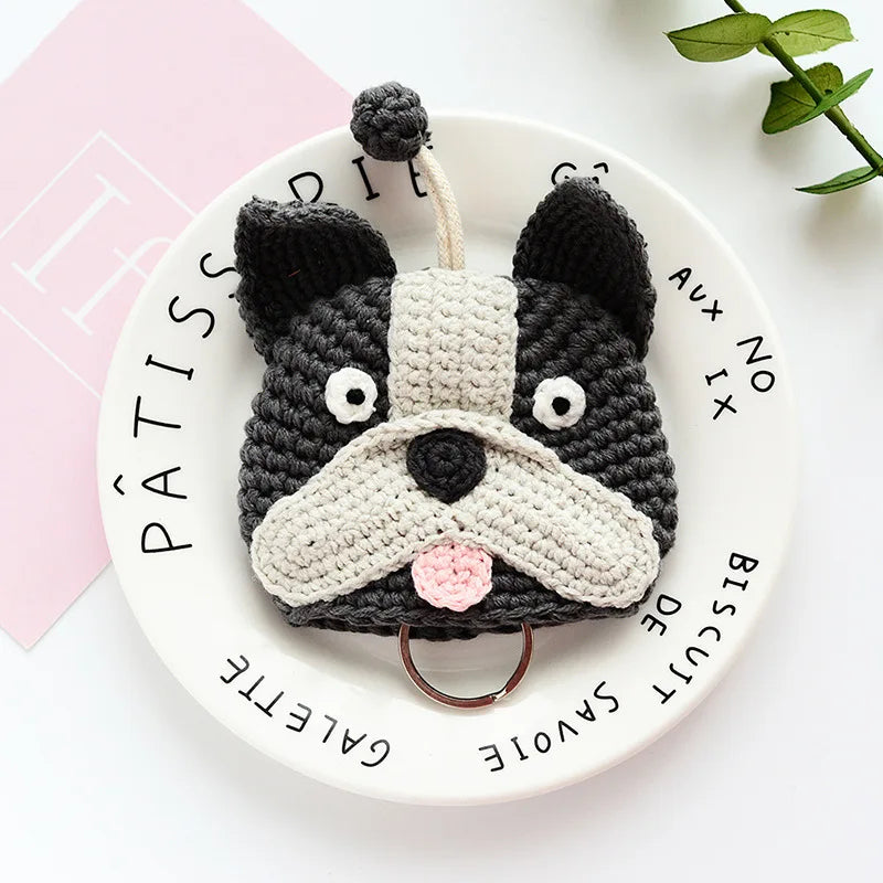 Cute Animal Doll Crochet Keychains For Keys Storage Funny Puppy Series Knitted Bag For Car Keys Holder Keyrings Custom Wholesale