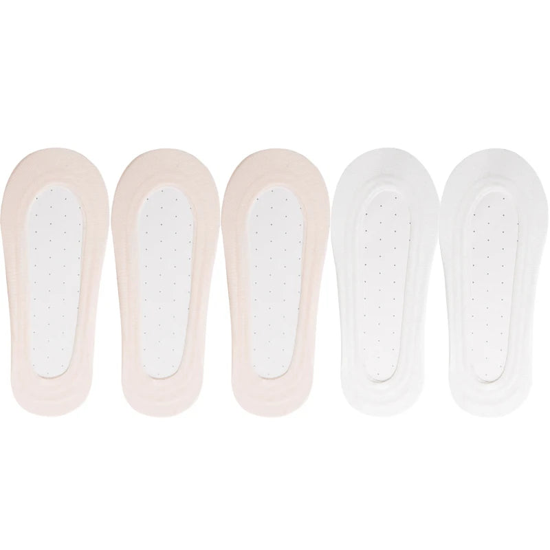 5 Pairs/Lot Socks Women's Ankle Short  No-Show Set Foot Cotton Female Invisible White Low Cut Summer Non-Slip Boat Sock