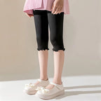 Summer Ultra-Thin Stretch Tights for Girls Aged 1-3, 3-5, and 5-7, Children's Style Slim 7/8 Length Leggings