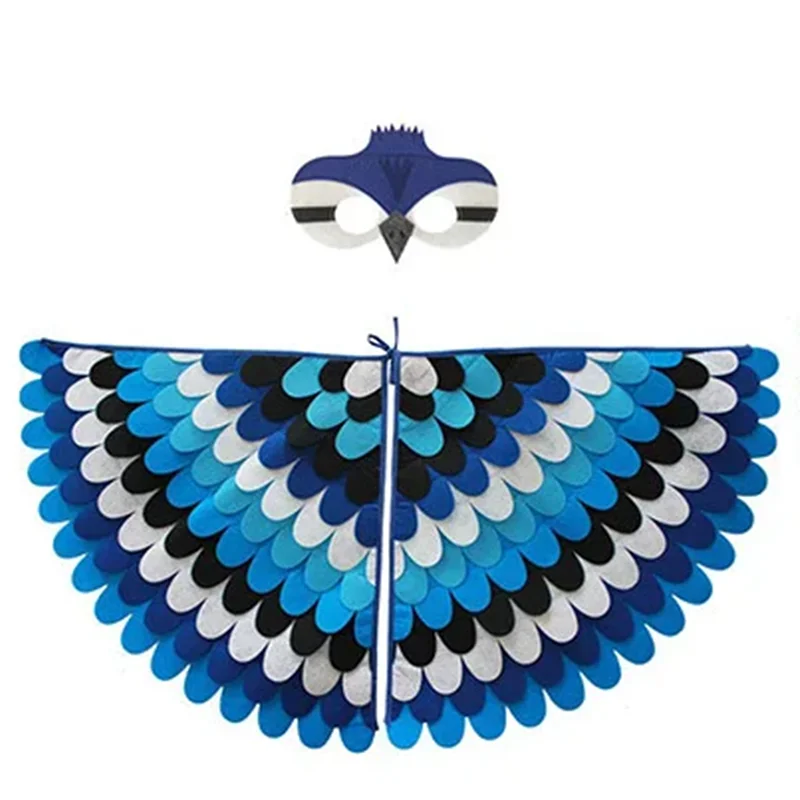 Bird Cosplay Costume Stage Performance Owl Peacock Wings Bird Felt Cape with Mask for Girls Boys Halloween Party Cloak