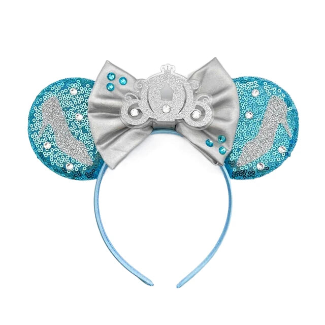 Frozen Elsa Mickey Mouse Ear Headband Sparkling Purple Bow Hair Hoops for Party Valentine Day Gift Holiday Hair Accessories
