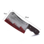 Halloween Bloody Butcher Knife Prop Scary Plastic Slasher Cleaver Knife Props for Halloween Haunted House Costume Accessories
