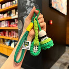 Soft Cute Crochet Badminton Keychain Mini Bright Color Knitted Badminton Pendant Bag Hanging Charms Car Keyring Backpack Decor