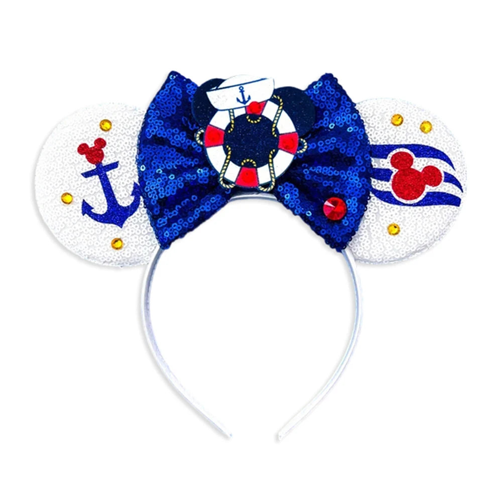 Mouse Ears Headband Cartoon Sequin Bows Headband Birthday Party Christmas Halloween Princess Cosplay Costume For Women Adult