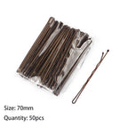50pcs 50/60/70mm Hair Pin And Clips U Shape For Headpiece Women Girls Hairpins Accessories Bride Wedding Head Jewelry Decoration