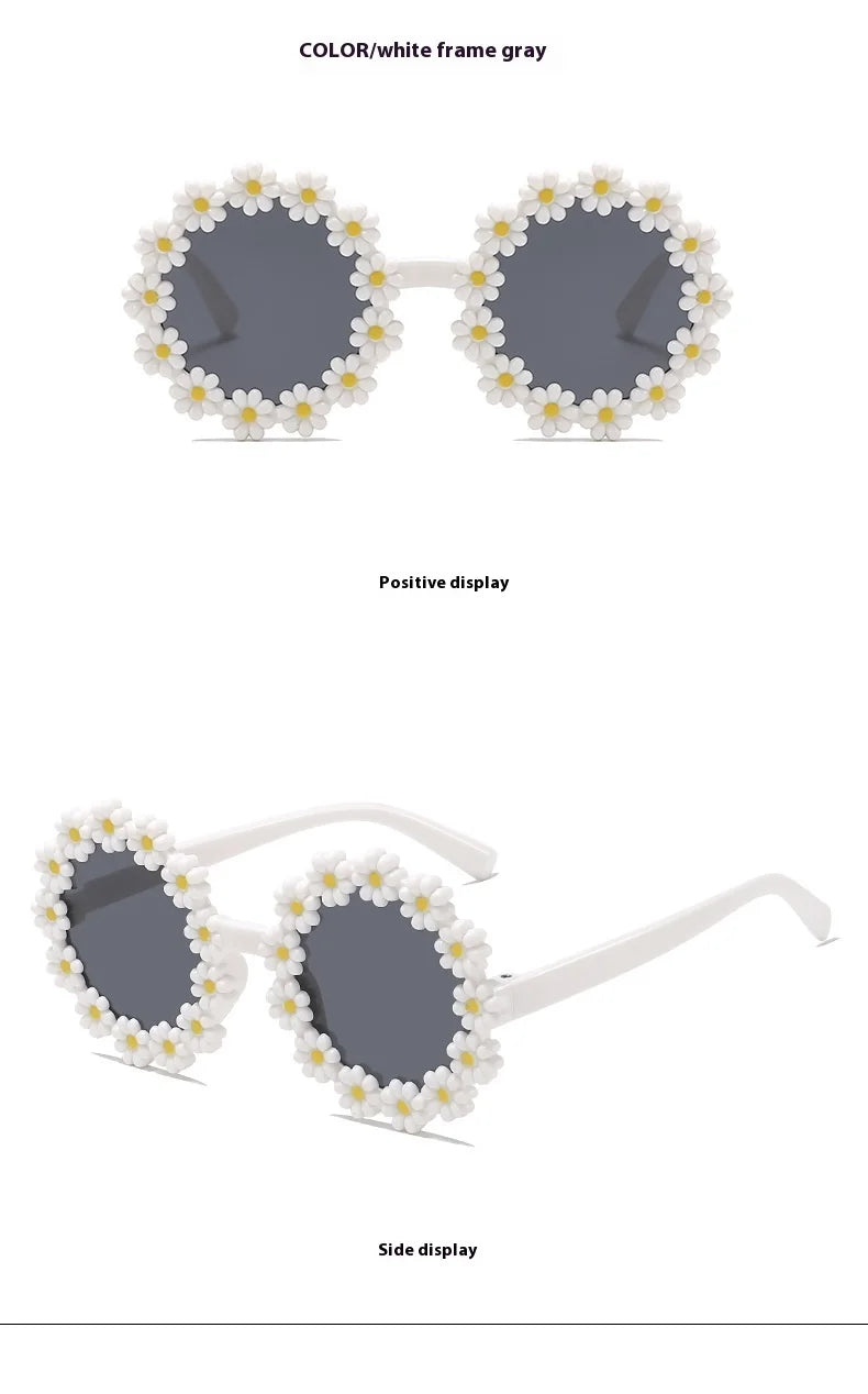 2024 New Sunglasses, Cartoon Children's Glasses For Boys And Girls, Cute Small Flowers, Little Daisy Baby Sunglasses