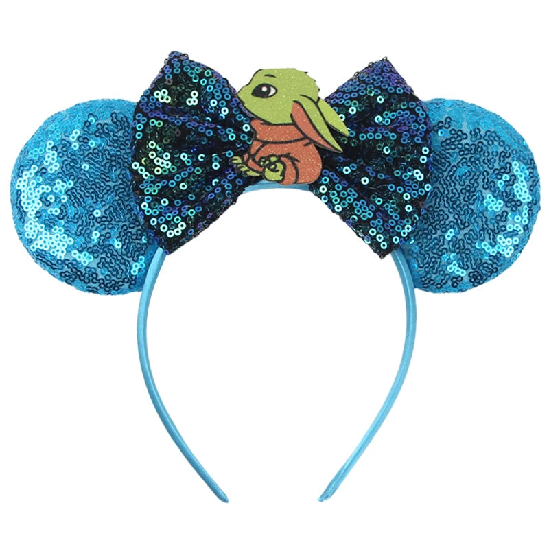 HEROCROSS Cute Stitch Headbands For Girls Sequins Bow Hairband Women Angel Headwear Kids Ears Hair Accessories Carnival Gift