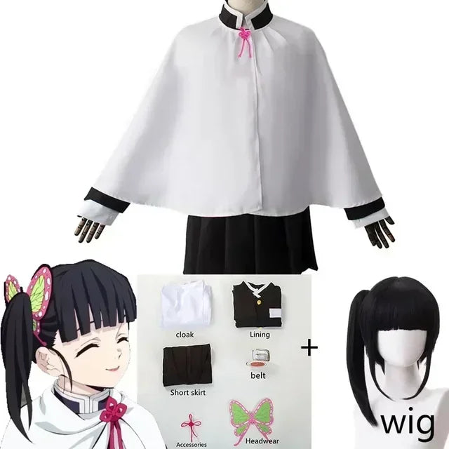 Anime Kimetsu No Yaiba Kamado Nezuko Cosplay Kostuum Kimono Demon Slayer Cosplay Pruiken Haren Halloween Carnaval Vrouwen Outfit