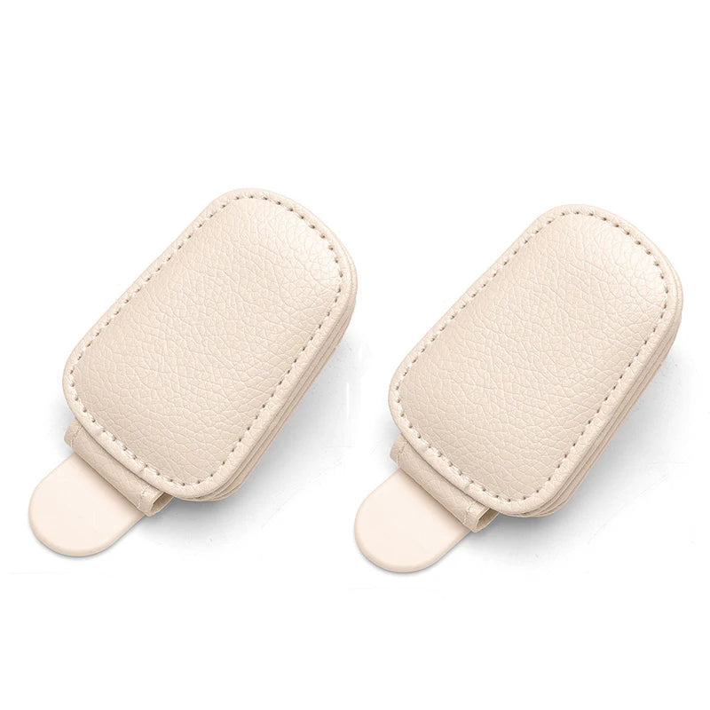 1/2Pc Sunglasses Holder Is Suitable for Car Sun Shades Magnetic Leather Sunglasses Clip and Ticket Clip Car Sunshade Accessories