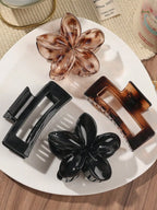 4Pcs Autumn Winter Burgundy Bow Square Flower Hair Claw Clips for Women MultiStyle Red Fashion Hair Accessories Headwear Hairpin