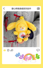 New Genuine Carebears Plush Rabbit Hat Keychain Rainbow Bear Doll Pendant School Bag Ornament Gift