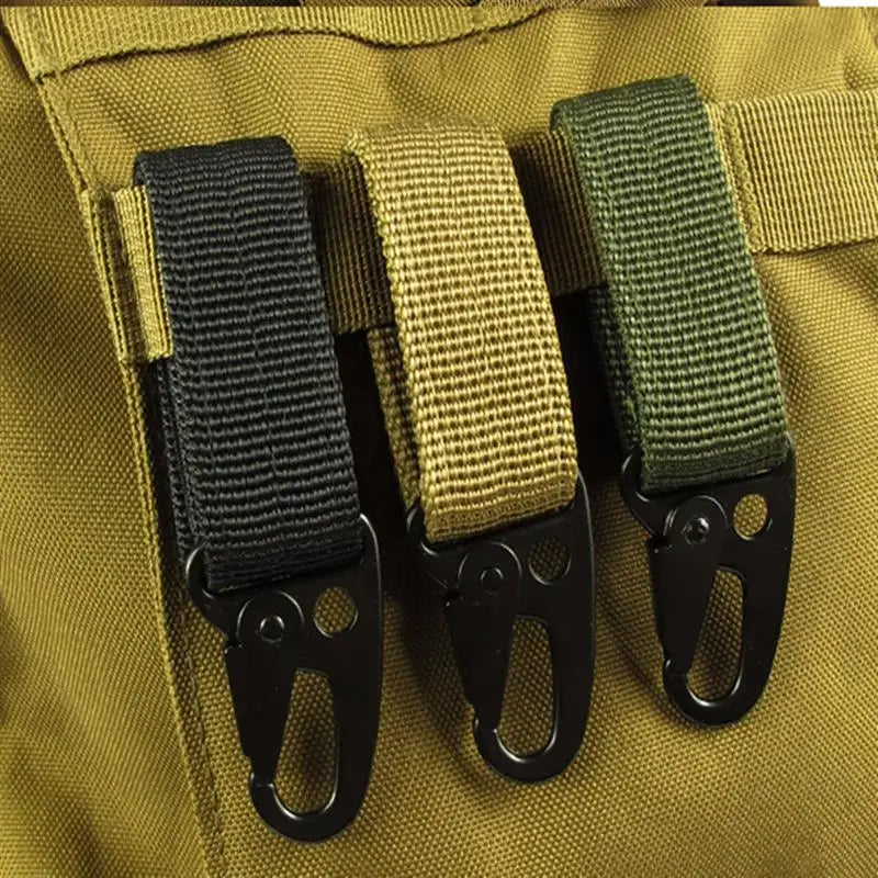 2/5 PCS.Tactical Hanging Buckle Molle Nylon Webbing Carabiner Belt Triangle Keychain for Outdoor Climbing Camping Tool Accessory