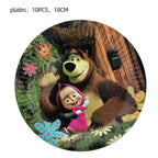 Masha and The Bear Theme Birthday Party Supplies Girls Masha Tableware Set Balloons Plates Cups for Kids Party Baby Shower Decor