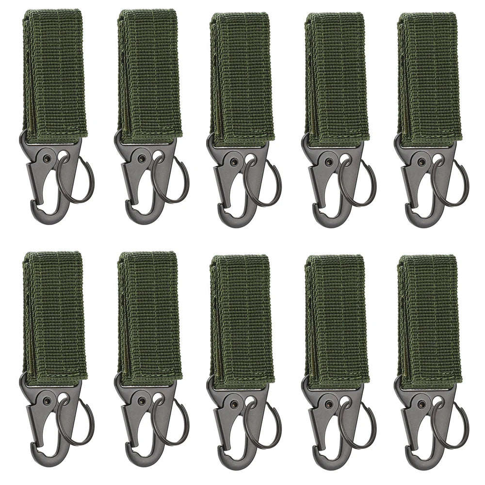 2/5 PCS.Tactical Hanging Buckle Molle Nylon Webbing Carabiner Belt Triangle Keychain for Outdoor Climbing Camping Tool Accessory