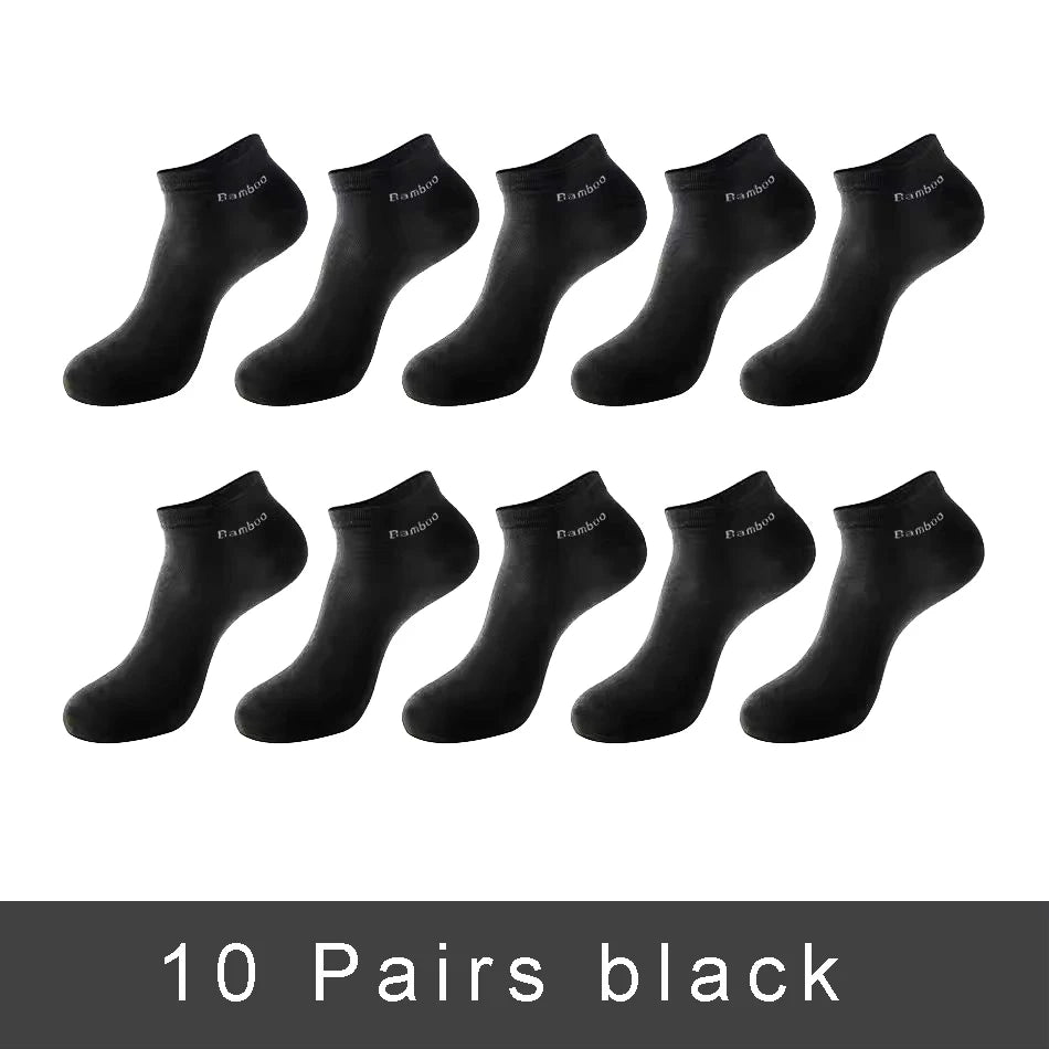 5/10/15 Pairs Men's Bamboo Fiber Socks Short High Quality New Casual Breatheable Anti-Bacterial Man Ankle Socks Men Size 38-45