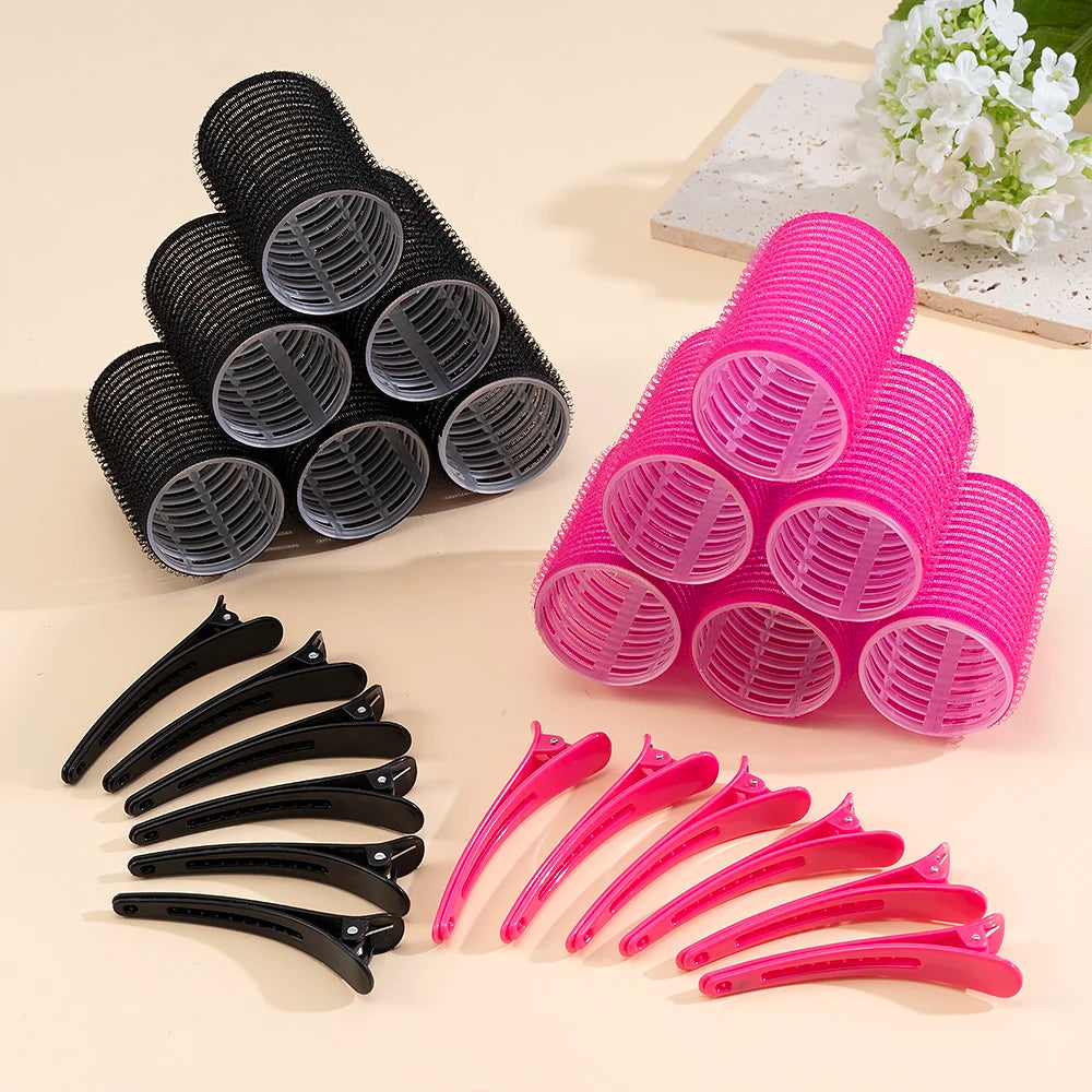 24pcs/Set Self Grip Hair Rollers No Heat Hair Clip Curlers Heatless Curls Hair Bangs Volume Self-adhesive Hook DIY Styling Tools