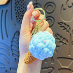 Handmaking Crochet Ice Cream Keyrings Wholesale Sweet Ice Cream Cone Series Crochet Keychain For Bag Pendant  Custom Accessories