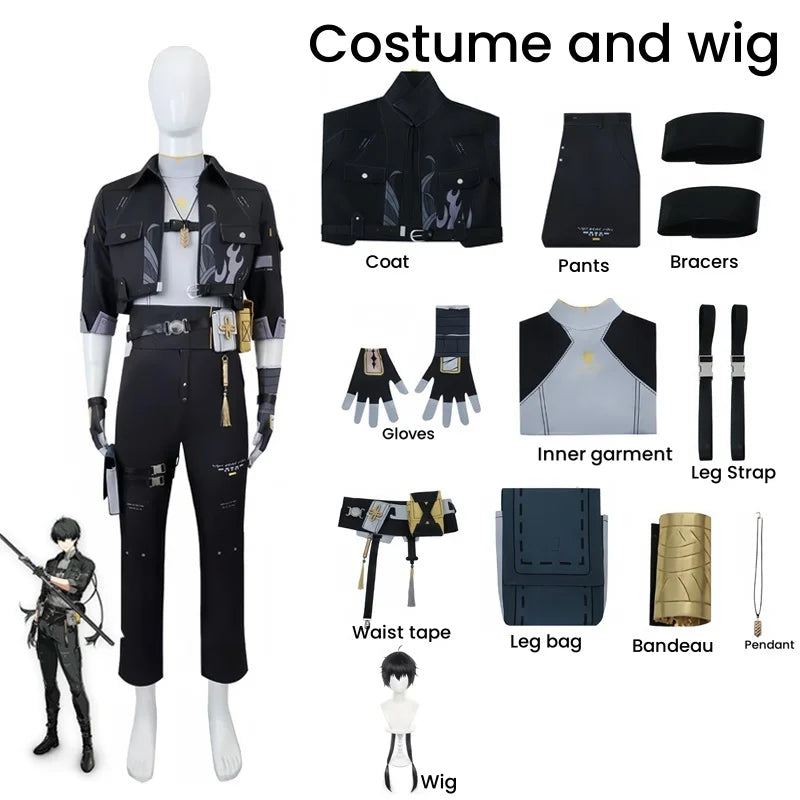 New Game Wuthering Waves Rover Cosplay Costume Rover Male Cosplay Outfit Wig Halloween Carnival Uniform Christmas Party for Men