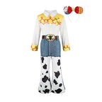 2026 Jessie Cowgirl Costume 2 Piece Set Sleeve shirt Cow Print Flared Pants Kids Cosplay Outfit Halloween Carnival Casual Wear